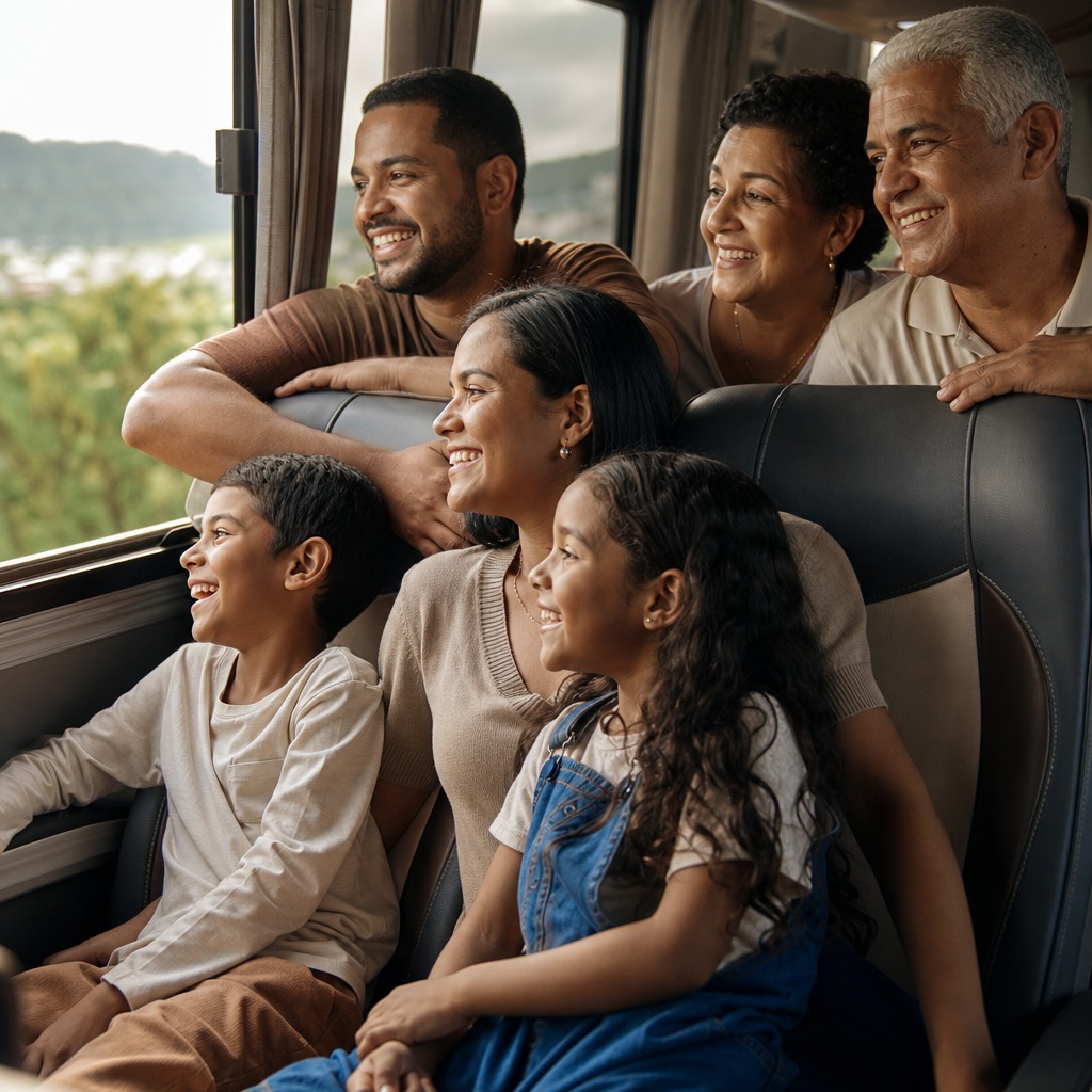 Família aproveitando a viagem